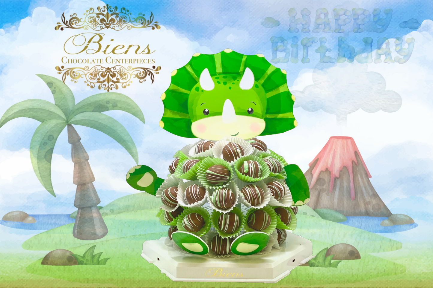 Sarah Tops - the Dinosaur Chocolate Centerpiece - The Dessert Ladies