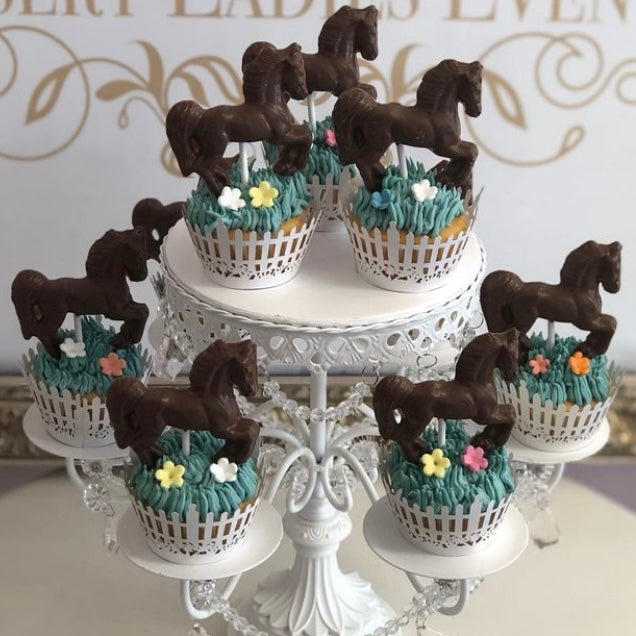 Chocolate Horse Topped Cupcakes - The Dessert Ladies