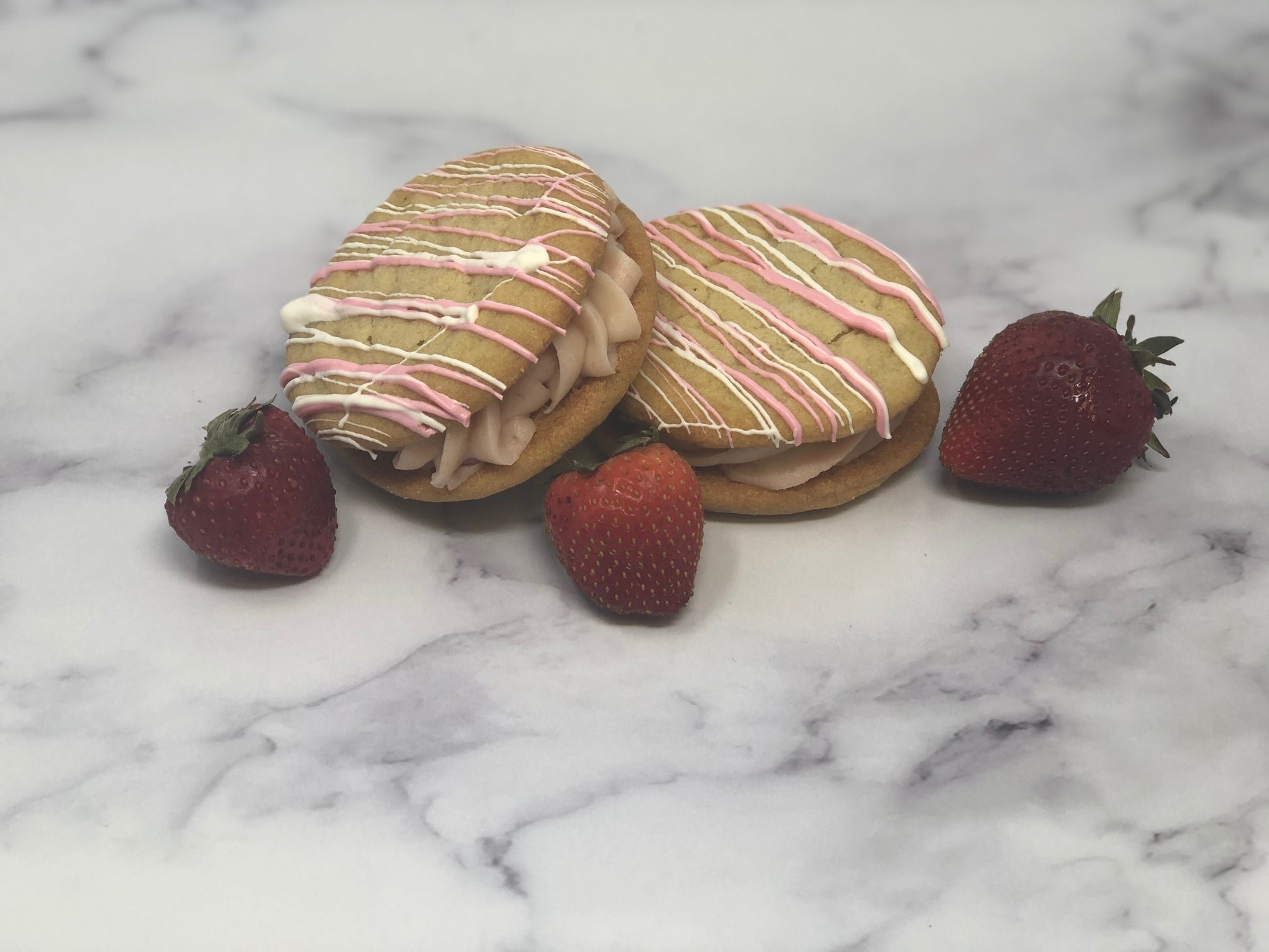 Cookie Sandwich - Strawberry Sugar Cookie - The Dessert Ladies