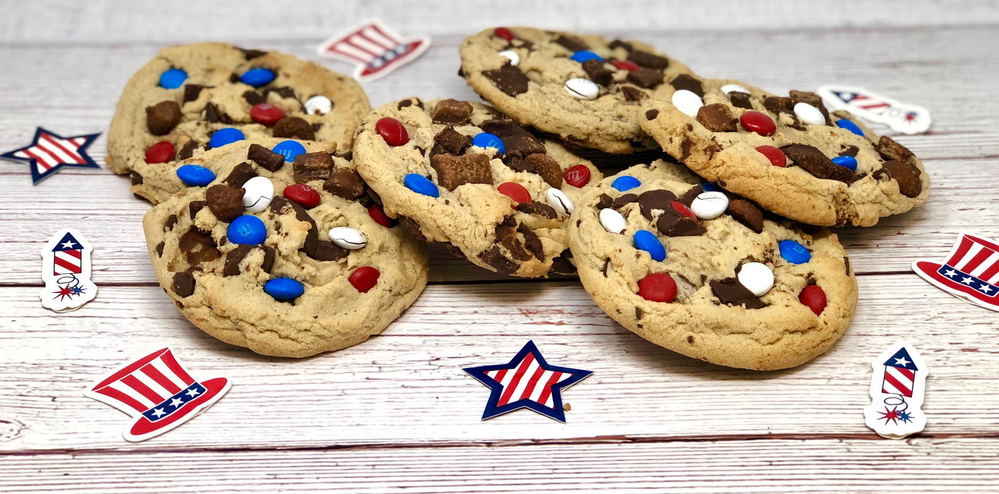 One Doz. Jumbo Chocolate Chip Cookie Patriotic Platter - The Dessert Ladies