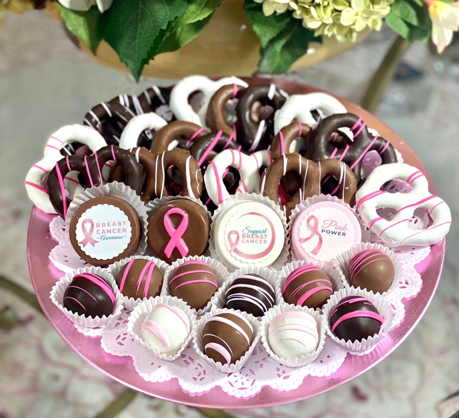 Large Mixed Chocolate Platter- Breast Cancer Awareness Fundraiser - The Dessert Ladies