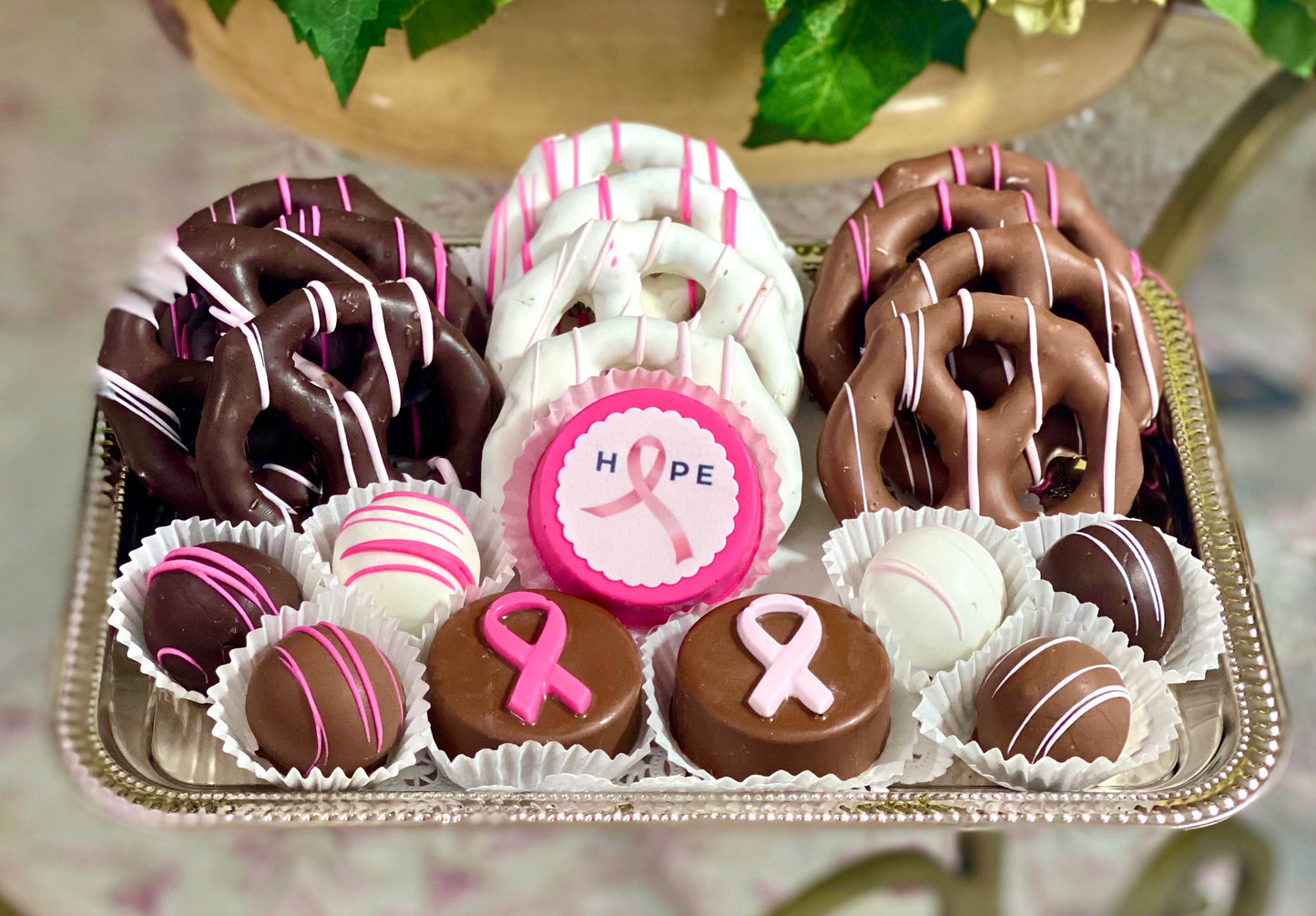 Medium Mixed Chocolate Platter- Breast Cancer Awareness Fundraiser - The Dessert Ladies