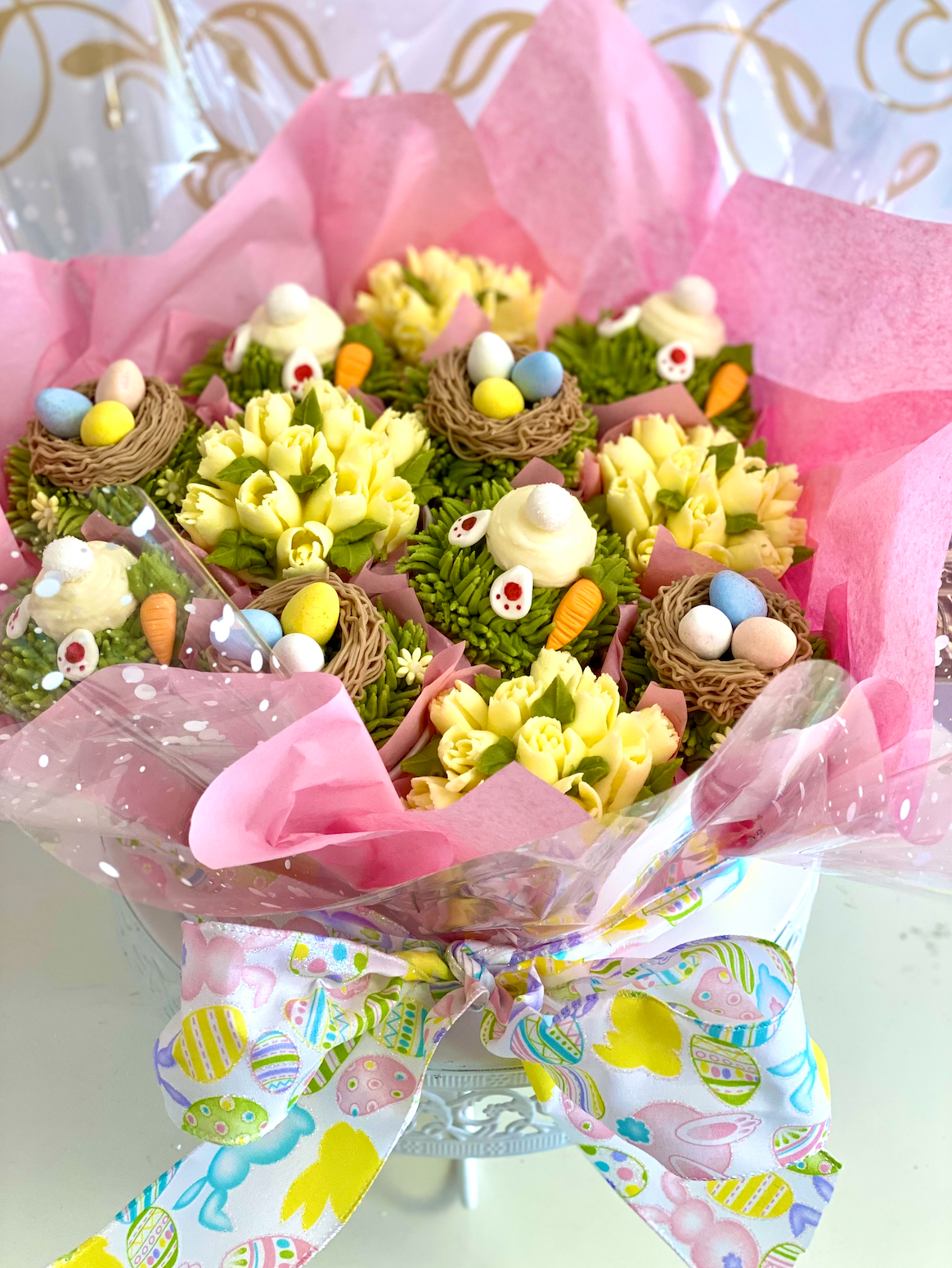 Easter Bunny Cupcake Bouquet - The Dessert Ladies