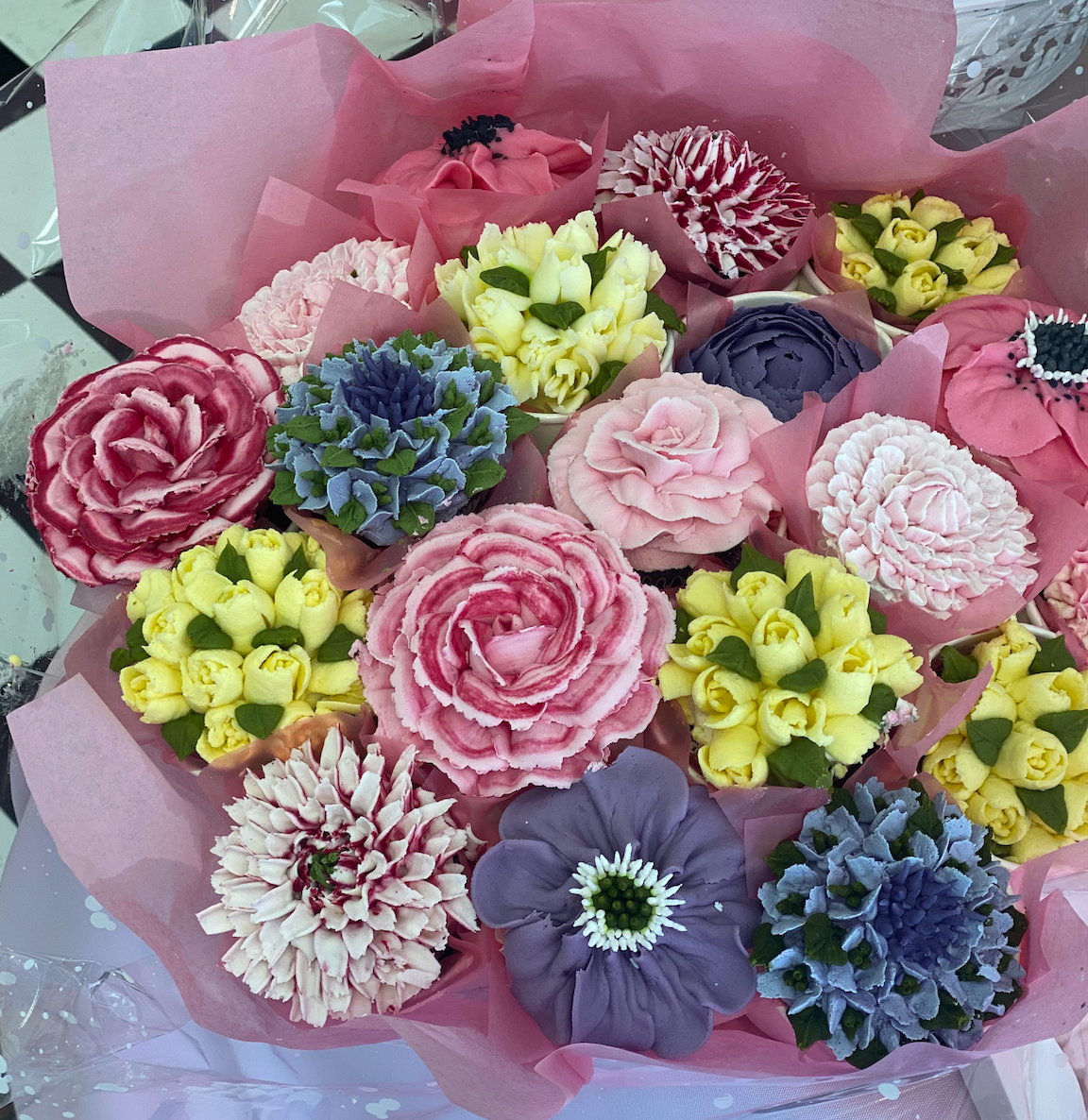 Pretty in Pink Floral Cupcake Bouquets- Local Only - The Dessert Ladies