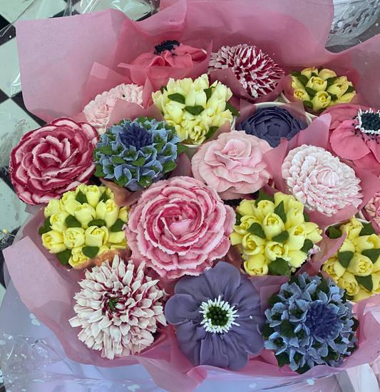 Pretty in Pink Floral Cupcake Bouquets- Local Only - The Dessert Ladies